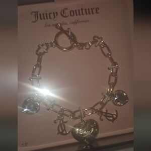 Juicy Couture Silver Charm Bracelet with Crystal Accents